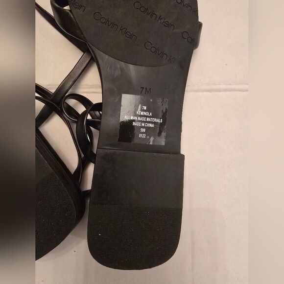 Calvin Klein Gladiator Black Sandals Size 7 In Black - Picture 2 of 5